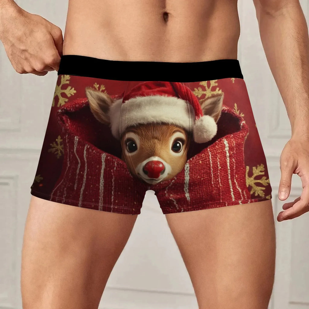 Christmas Printed Men'S Underwear Low Waisted Personalized Underwear Flat Pants Breathable And Comfortable Panties Boxer Shorts