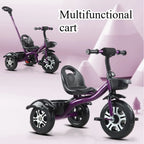 2 in 1 Toddler Tricycle for Kids Trike with Push Handle Adjustable Seat Storage Baskets Balance Bike Birthday Gift for Boy Girl