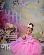 Pink Flower Girl Dresses for Wedding Crystal Sleeveless Sequins Girl Kids Birthday Party First Holy Communion Gowns Customized