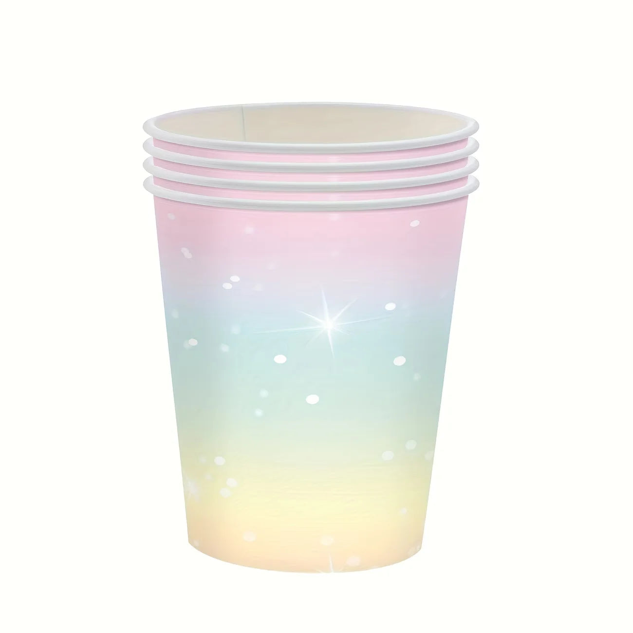 Pastel Rainbow Party Supplies Disposable Tableware Set Starry Gradient Paper Plates Cups Napkins for Kids Birthday Baby Shower