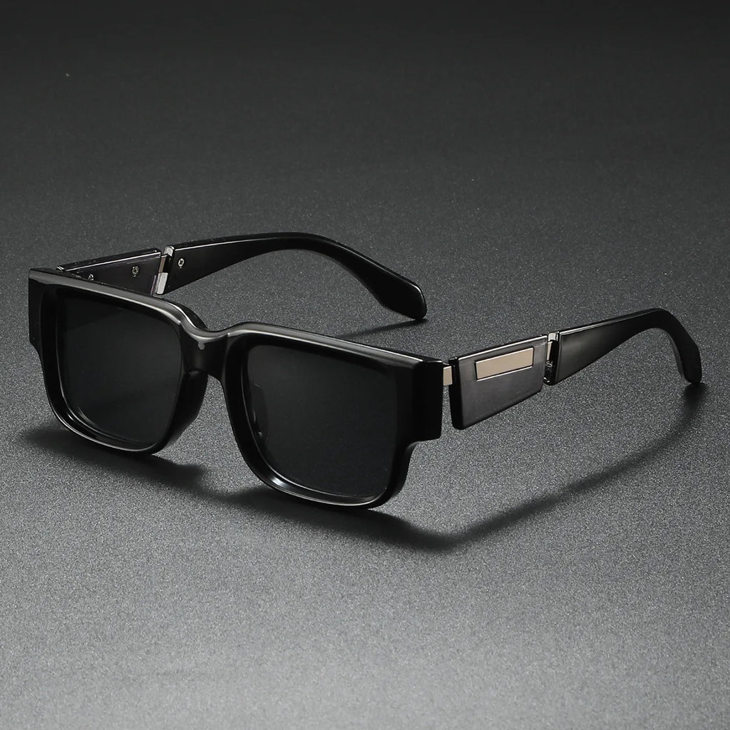 2026 Fashion Square Thick-Frame Sunglasses | Metal Accents | Retro Minimalist | Oversized Face-Flattering