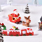New Christmas Deer Santa Claus Sled Tree Snowman Figurine Doll House Home Decor Miniature Garden Decoration Accessories Modern