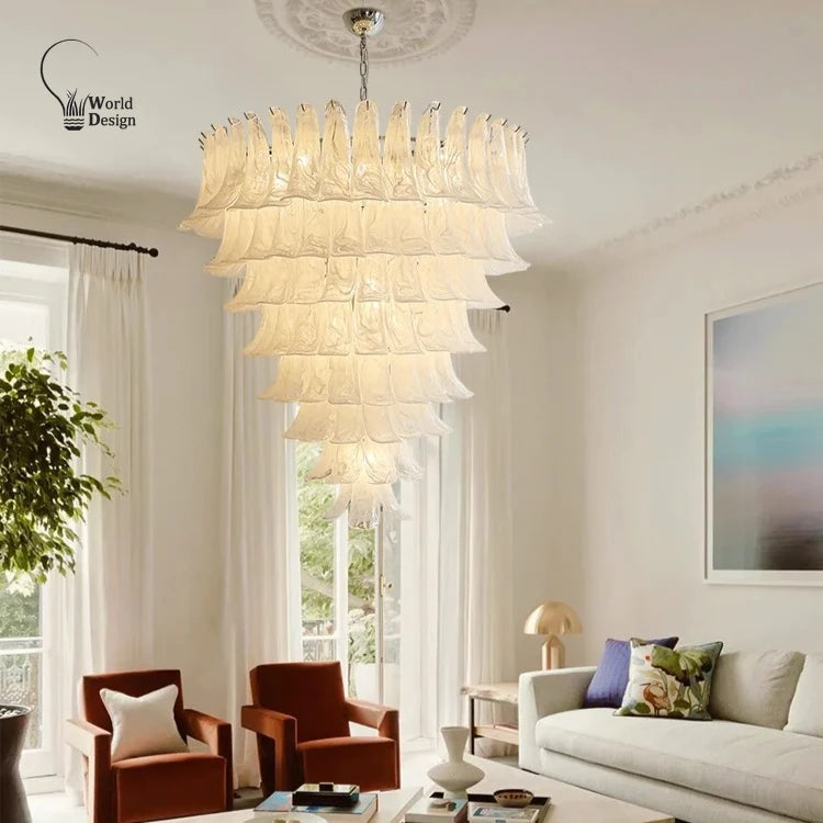 French Murano Glass Chandeliers for Dining Room Bed Room Retro Green Glass Hanging Pendant Lamps for Lobby Kitchen Island Bar