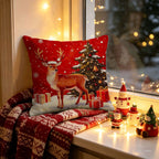 2026 Christmas Pillowcase Grey Red Cartoon Santa Snowman Elk Sofa Cushion Cover Home Bed Car Decor Merry Christmas 45cm X 45cm