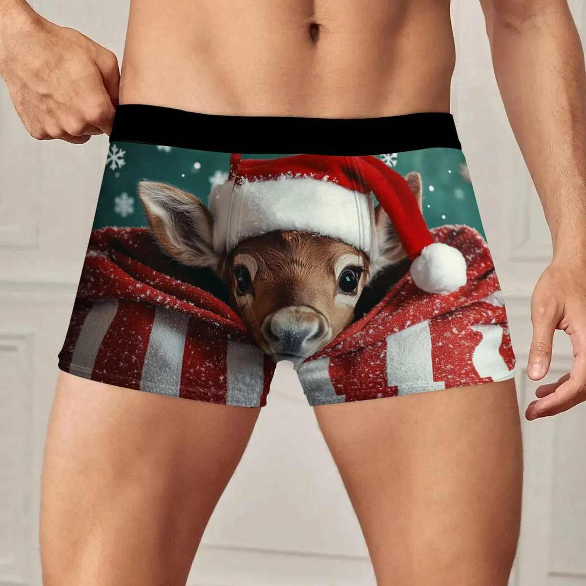 Christmas Printed Men'S Underwear Low Waisted Personalized Underwear Flat Pants Breathable And Comfortable Panties Boxer Shorts