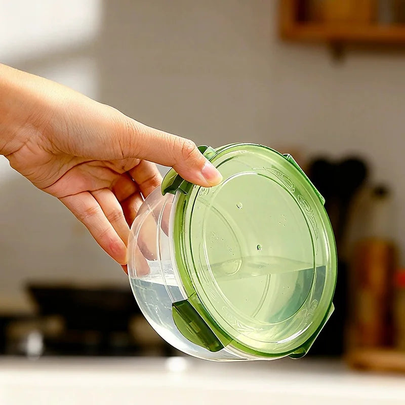 4Pcs Plastic Bowls with Lid Leakproof Food Storage Container Meal Prep Containers Bento Box, Microwave-Safe Round Lunch Boxes