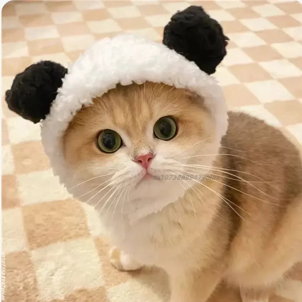 Cute animals Hooded Pet Cat Dog Accessories Cosplay Cat Hat Winter Lovely New Year Puppy Headgear Soft Velvet Pets Supplies