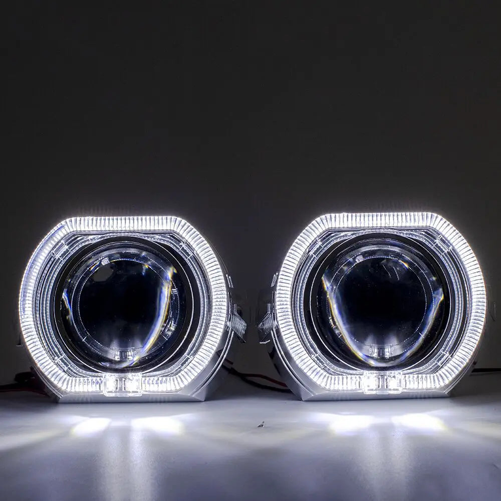 2.5 Inch 8.0 Bi Xenon Projector Lens With DRL LED Angel Eyes Shrouds Car Assembly Kit For Car Headlight H1 H4 H7 Model