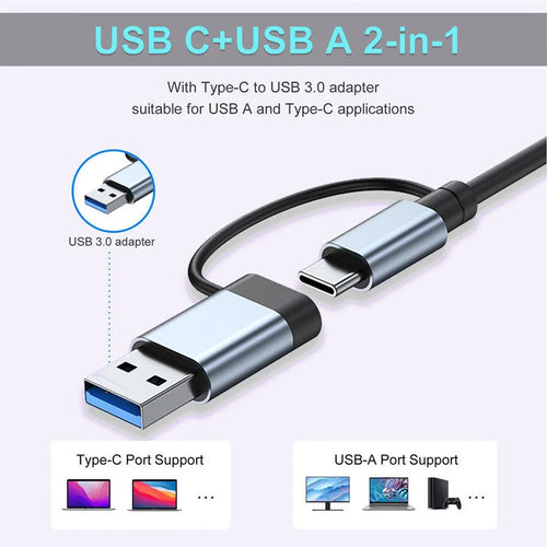 8 In 2 USB C Hub Expander Multiport Adapter Type C Splitter Dock USB 3.0 For Xiaomi Phone Tablet Fast Data Transfer Charging HUB