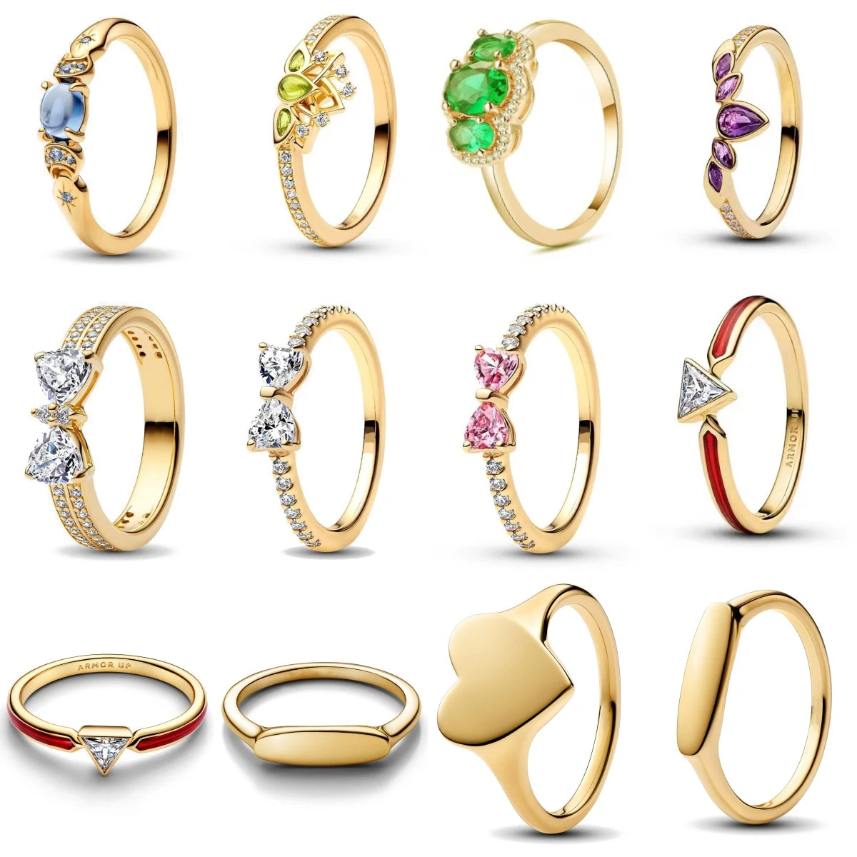 18K Gold Plated Original 925 Sterling Silver Ring Bow Heart Lotus Rings For Women Valentine's Birthday Gift DIY Jewelry 2025 New