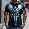 Angel Printed Men's and Women's Casual Short Sleeve T-Shirt Round Neck Fashion Trend Super Cool Men's Daily New Clothing
