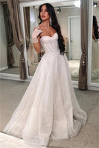 Beach Glitter Wedding Dress Strapless Bridal Dresses Shiny Bridal Gowns Simple Wedding Gown Customized Vestidos De Novia