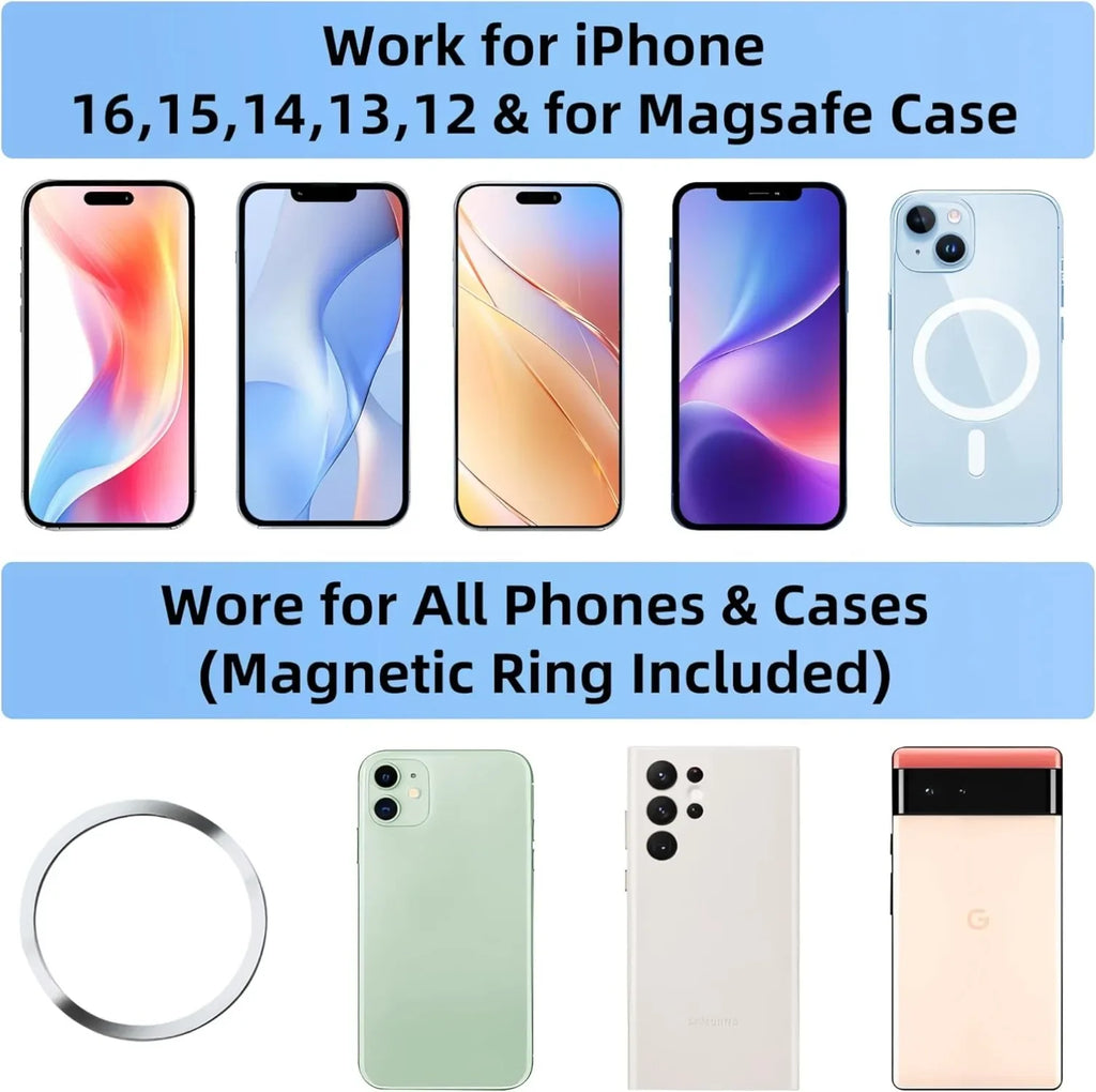 Magnetic Suction Phone Holder, Foldable and Retractable Hands-Free Suction Cup Phone Mount for Car/Gym/Mirror/Smooth Surface