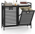 Giantex Bamboo Tilt Out Laundry Hamper Cabinet, Wicker Laundry Sorter