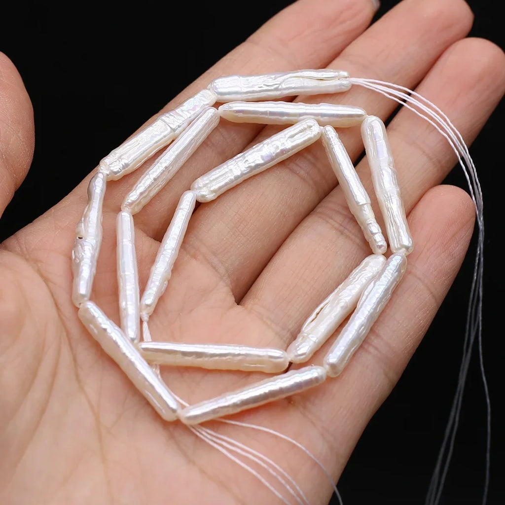 Natural Freshwater Pearl Beaded Long Strip Loose Spacer Beads for Jewelry Making Diy Bracelets Necklaces Accessories 5X20MM
