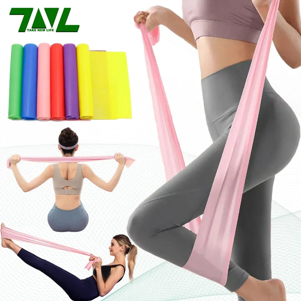 200cm Yoga Pilates Stretch Resistance Band For Gym Fitness Exercise Elastic Rubber Training Band