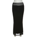 Sylcue Black Simple All-match Casual Commuter Summer Street Travel Cool Youth Vitality Tight Sexy High-elastic Women's Skirt