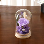 Little Artificial Rose Flowers Valentine's Day Flower Gift to Girlfriend Mother's Glass Dome Bell Jar at Valentine's Day Wedding