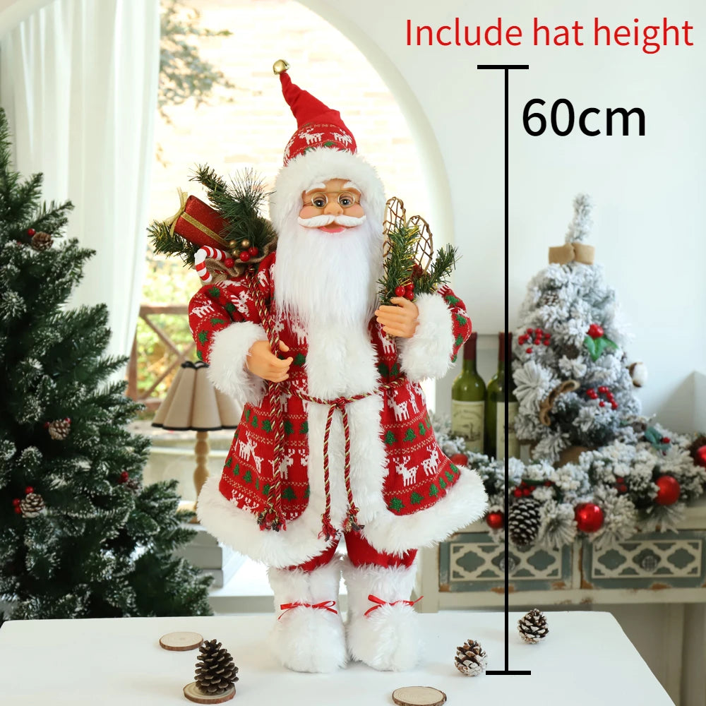 60cm Large Santa Claus Merry Christmas Decorations for Home Happy New Year 2023 Santa Claus Doll Window Decorations Home gift