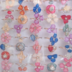 10pcs/Lot Wholesale Crystal Rhinestone Rings For Women Mix Style Gold Silver Plated Alloy Finger Rings Wedding Party Gifts
