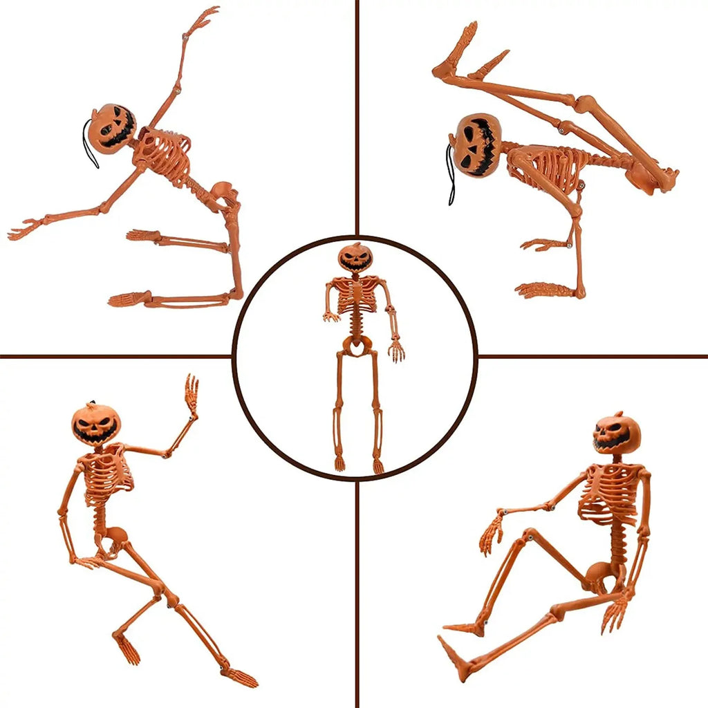 Halloween Person Size Skeleton Hanging Props Poseable Movable Fake Human Skull Bones Haunted House Party Decoration 2025