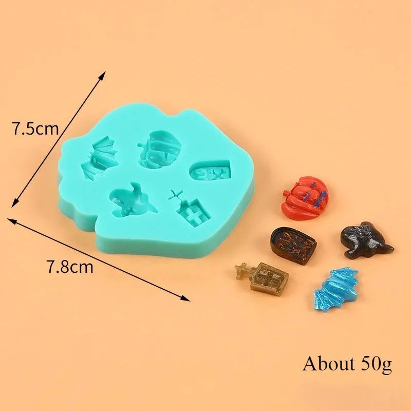 Non-Stick Halloween Silicone Baking Molds | DIY Candy Chocolate Fondant Maker | Ghost Pumpkin Bat Skull Witch Hat Shapes