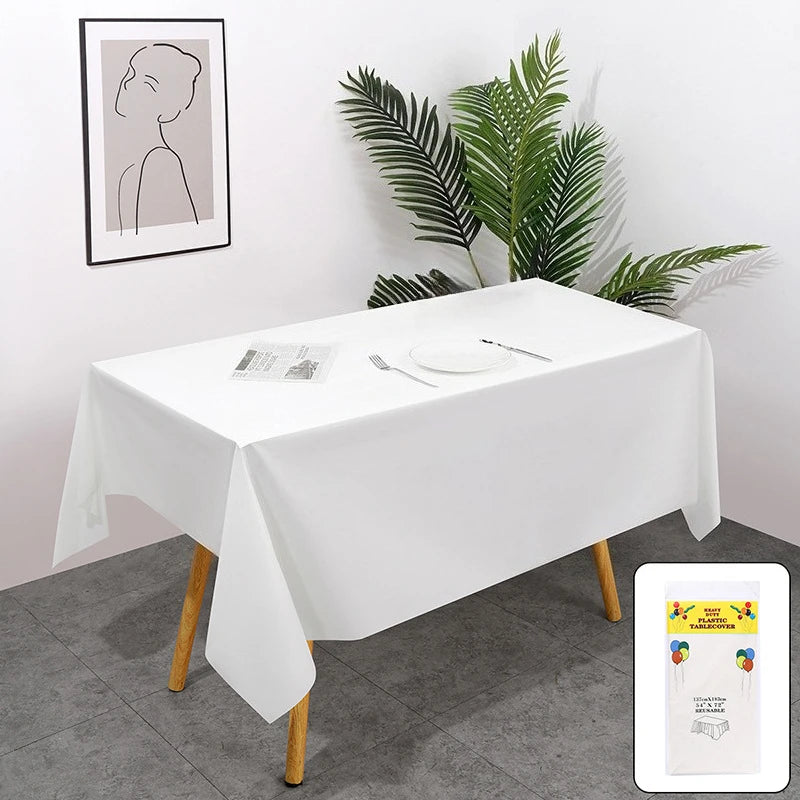 Disposable Round Rectangle Table Cloth Decorative Plastic Tablecloth For Wedding Birthday Christmas Spring Easter Summer Party