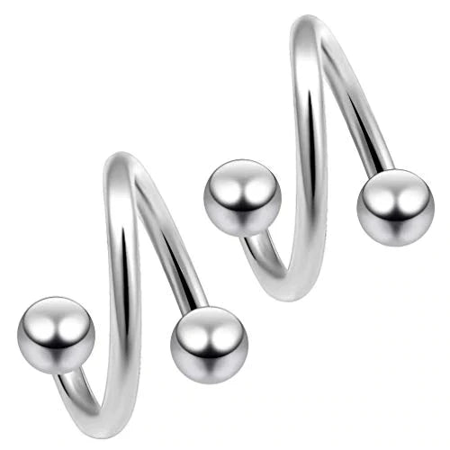 1Pair  Surgical Steel Spiral Twisted Lip Ring Nose Rings 16 Gauge Ear Cartilage Helix Piercing Body Accessories Jewelry