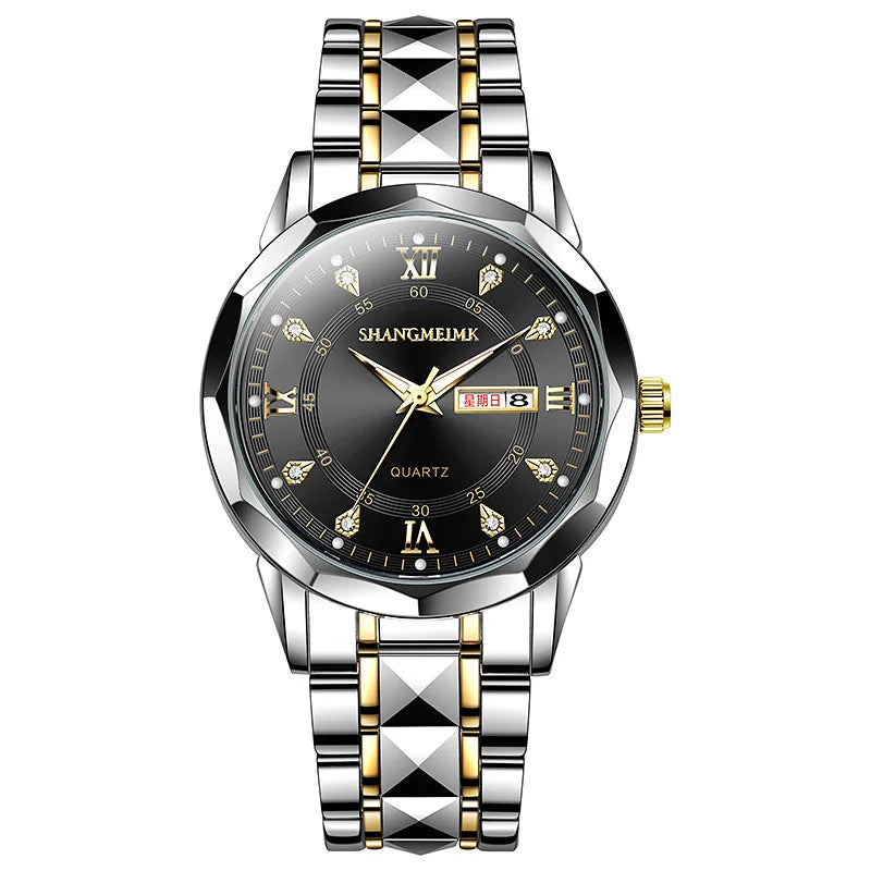 New Fashion Watch Men's Watch Night Light Dual Calendar Steel Strip Quartz Watch Men's Watch