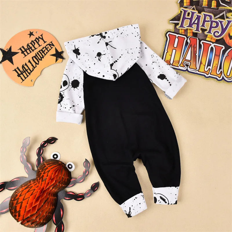 Newborn Infant Baby Girl Boy Clothes  Halloween Baby Romper Long-Sleeve Hoodies Cotton Nightmare Print Jumpsuit 0-18Months