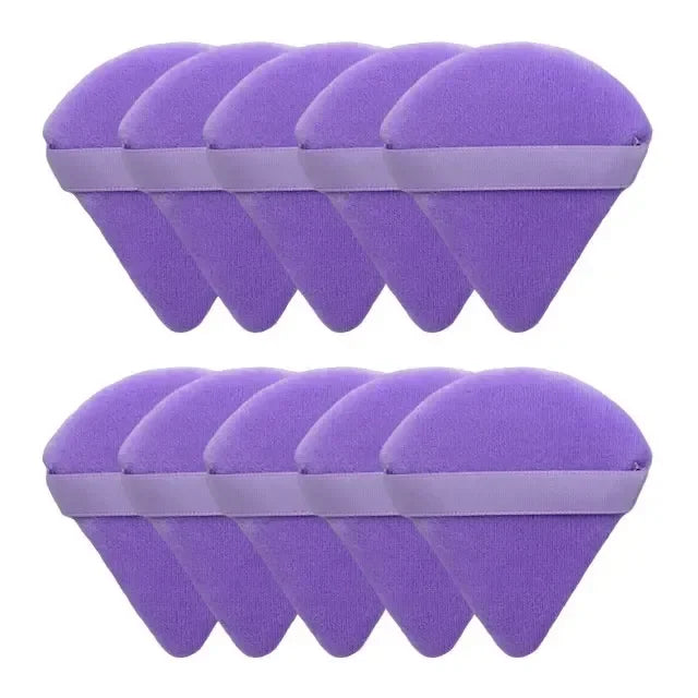 2/5/10/20Pcs Triangle Velvet Powder Puff Pizza Flours Mini Face Makeup sponge Cosmetics Washable Lightweight Makeup Tool