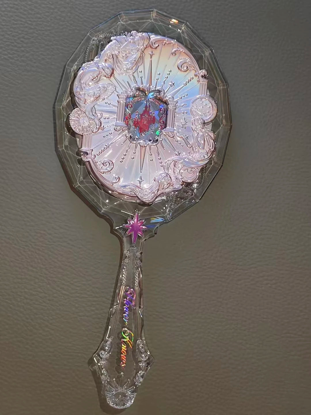 Flower Knows Sweet Bear Series Handheld Makeup Mirror - Creamy Pink