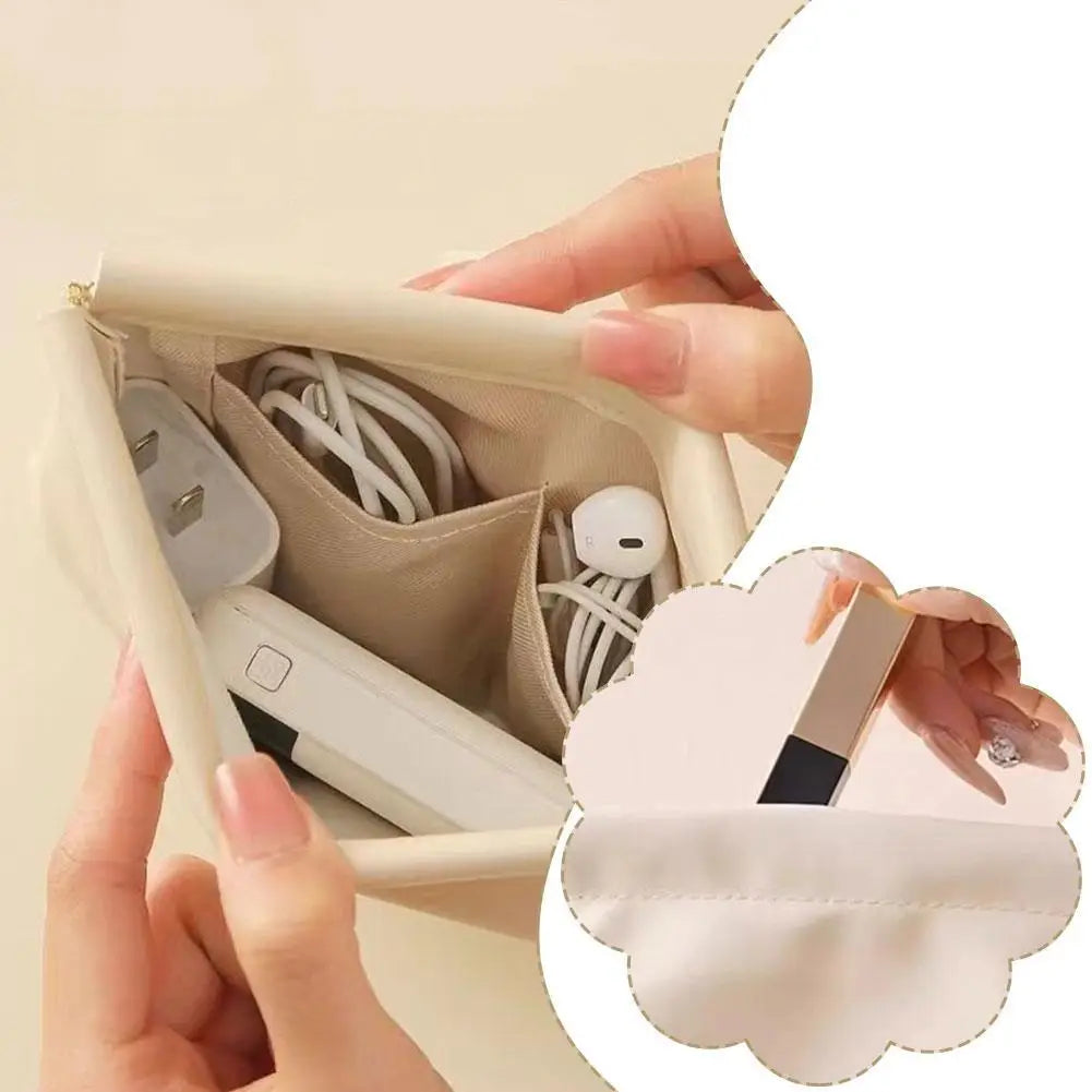 Automatic Closure Bullet Storage Bag, Mini Portable PU Lipstick Makeup Pouch, Self-Closing Spring Design for Earphones & Small