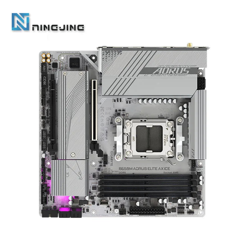 GIGABYTE New B650M AORUS ELITE AX ICE Micro-ATX AMD B650 DDR5 192GB DDR5 8000 (OC) MHz M.2 Wi-Fi 6E Socket AM5 Motherboard
