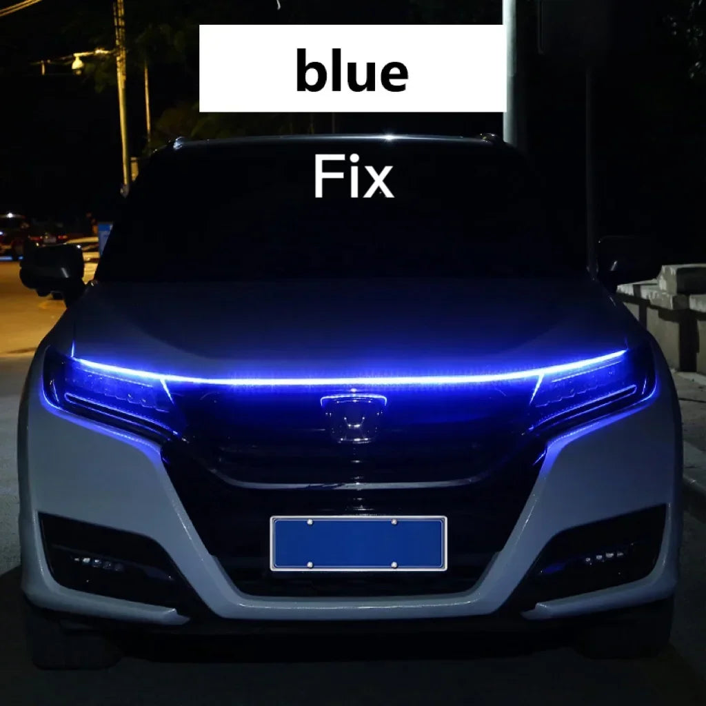 New LED Car Daytime Running Light DRL With Turn Signal Lamp Car Hood Decorative Light Strip With Start Scan Meteor Dynamic 12V
