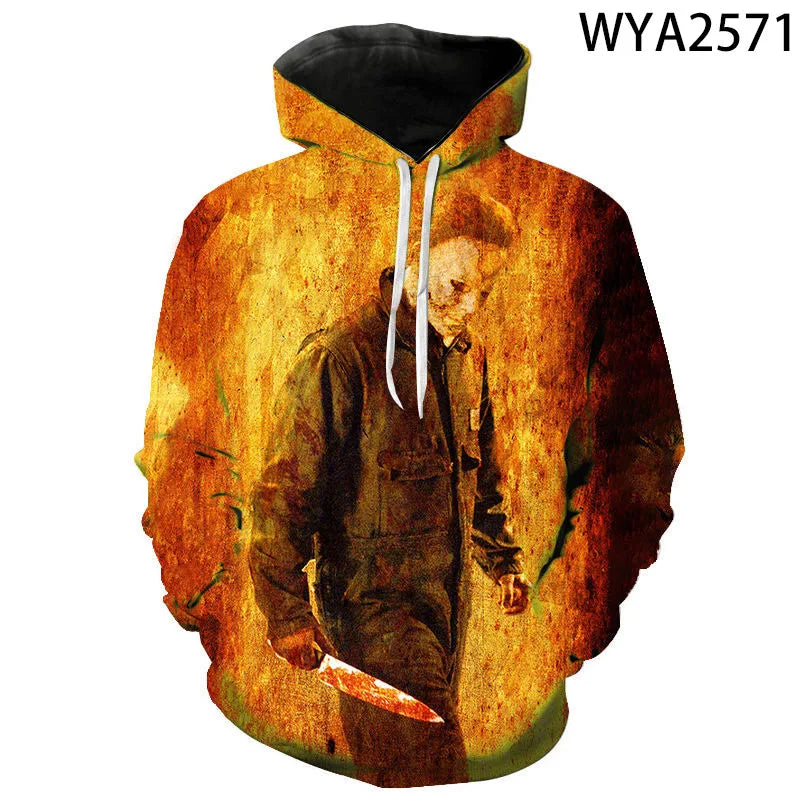 2026 Autumn Halloween Horror Michael Myers 3D Print Men Women Children Hoodies Harajuku Streetwear Hooded Sweatshirts Pullover