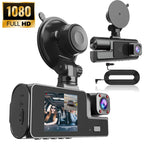 2 Camera Dash Cam W/ IR Night Vision Loop Recording & 2" IPS Screen 1080P ， DVR recorder, video recorder, Vehicle DVR