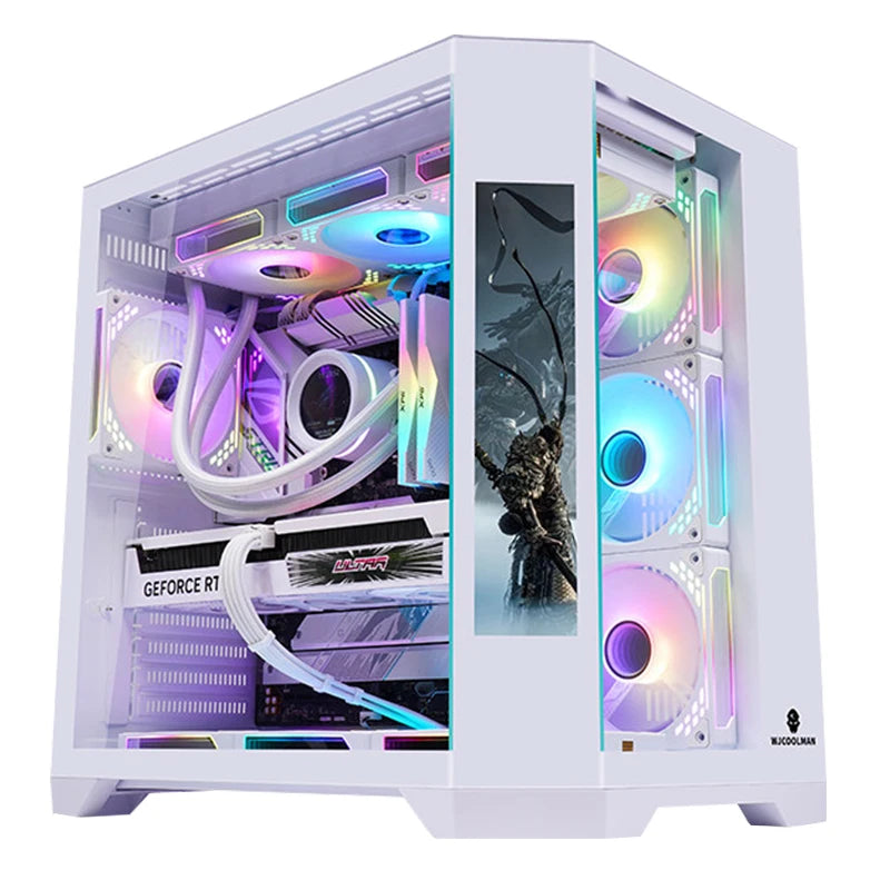 WJCOOLMAN Dreamer PLUS Secondary screen PC case with full side sea view room 360 water cooler Computer case gabinetes gamer