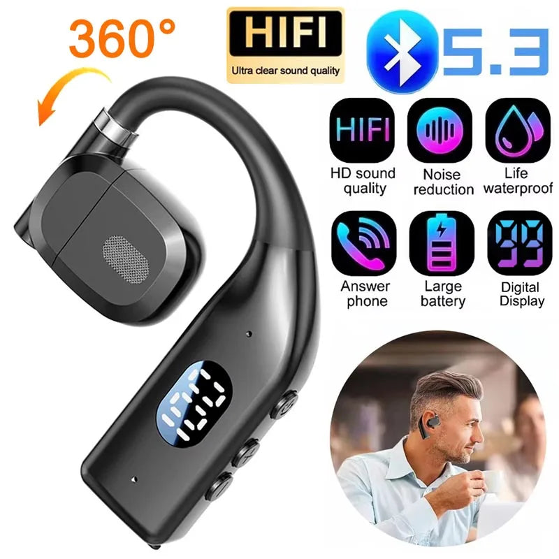 Earhooks Wireless Bluetooth 5.4 Headphones Gaming Sports Headset HiFi Stereo Noise Reduction Earbuds Earphone With Microphone