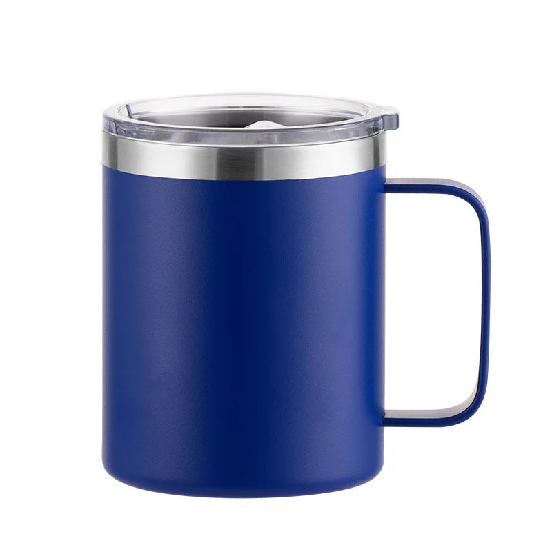 Custom Logo Name Stainless Steel Insulated Coffee Mug Tumbler with Handle 12 oz 360ml Tumbler Cup with Lid for Hot & Cold Drinks