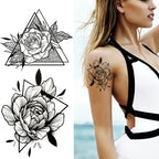 Women Sexy Temporary Tattoo Stickers Black Roses Pattern Full Flower Design Used for Arm Body Art Big Large Fake Tattoo Stickers