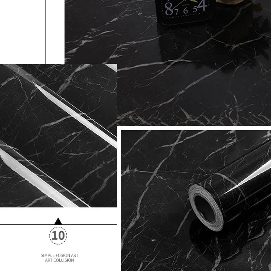 Marble Sticker Kitchen Oil-Proof Film Stove Waterproof Moisture-Proof Self-Adhesive Wallpaper Countertop Cabinet Renovation Tile