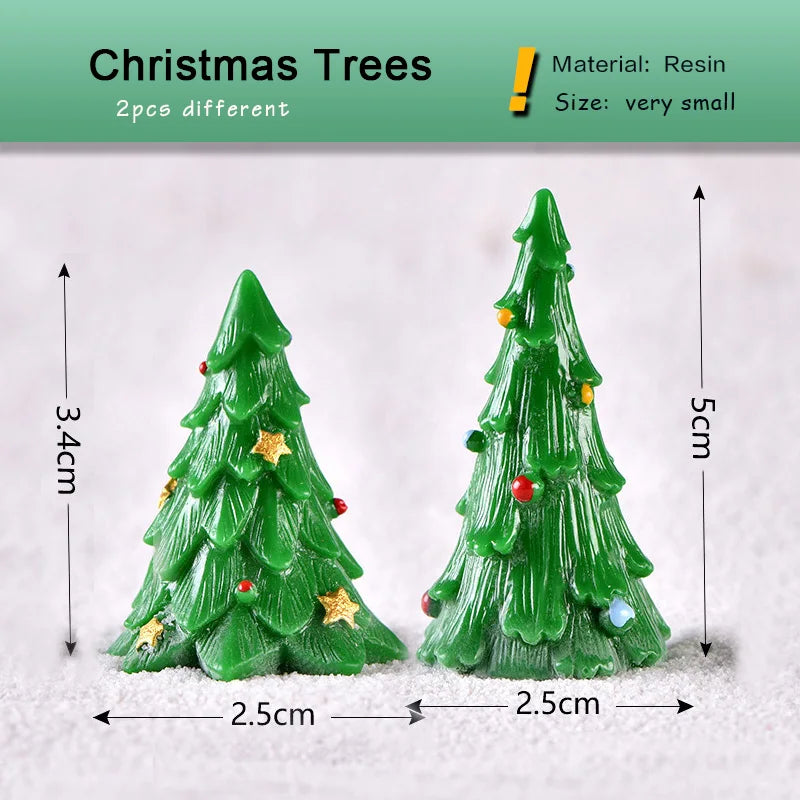 New Christmas Deer Santa Claus Sled Tree Snowman Figurine Doll House Home Decor Miniature Garden Decoration Accessories Modern