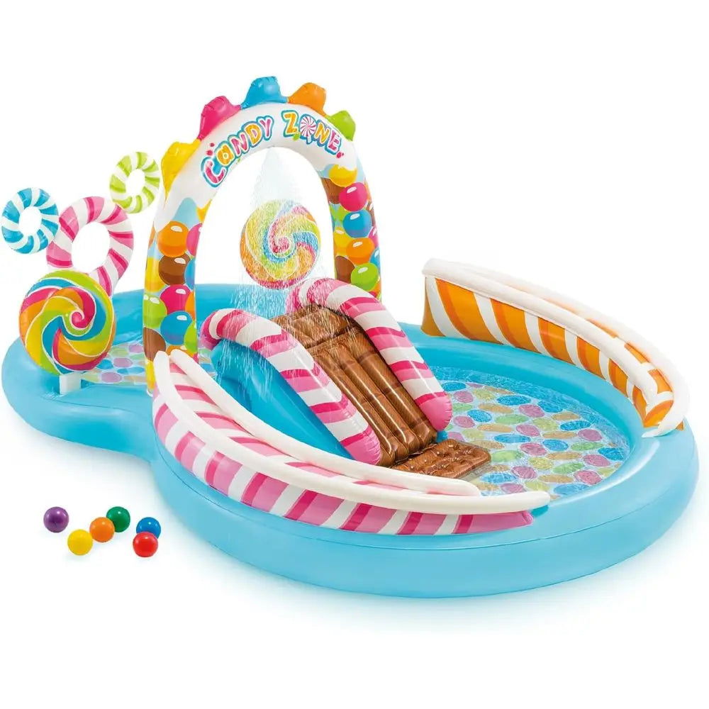 Kiddie Pool with Sprayer and Slide - Splash Pad for Ages 3+ - 116 x 75 x 51