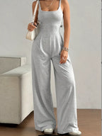 Women's Casual Halter Jumpsuit Spring and Summer Daily Solid Slim-Fit Backless Sleeveless Jumpsuit Lady's Floor-Length Trousers