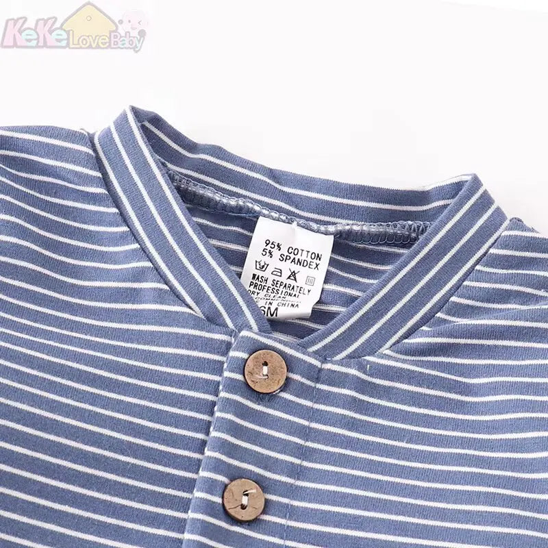 Newborn Baby Boy Romper Long sleeve Girl Infant Cotton Clothes Knitted Stripe Solid Jumpsuit For Toddler Outfits 0-24M