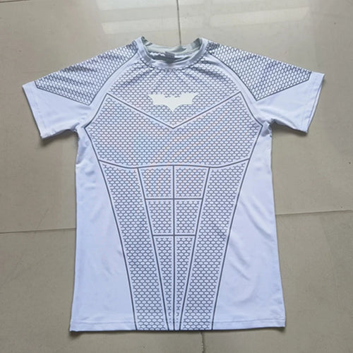 2026 Men Running Sports T-shirt Training Quick Dry Tight Short Sleeves Shirt Bat Pattern Short Sleeve Fitness Tee  men Clothing