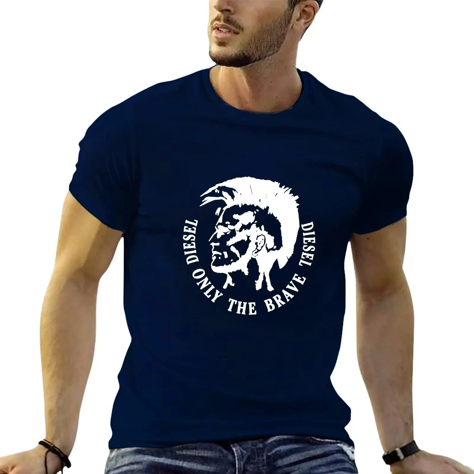 Summer Men's Short Sleeve T-Shirt Paris Print Crew Neck Casual Loose Streetwear Fashion Tops