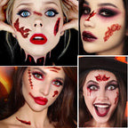 30 Sheets Halloween Fake Tattoo Scar Stickers Face/Hand/Body Makeup Stickers