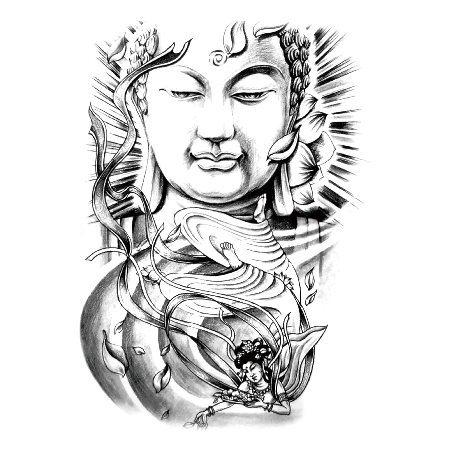 Waterproof Large Full Back Chest Tattoo Big Tattoo Stickers Fish Wolf Tiger Dragon Fairy Temporary Flash Tattoos Cool Men Women